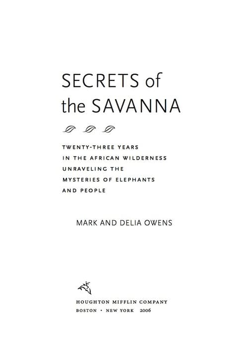 Secrets Of The Savanna - Cover