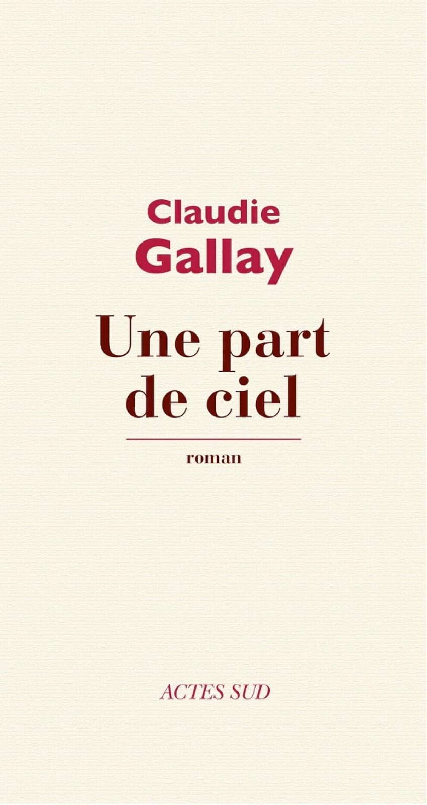 Une part de ciel - Cover