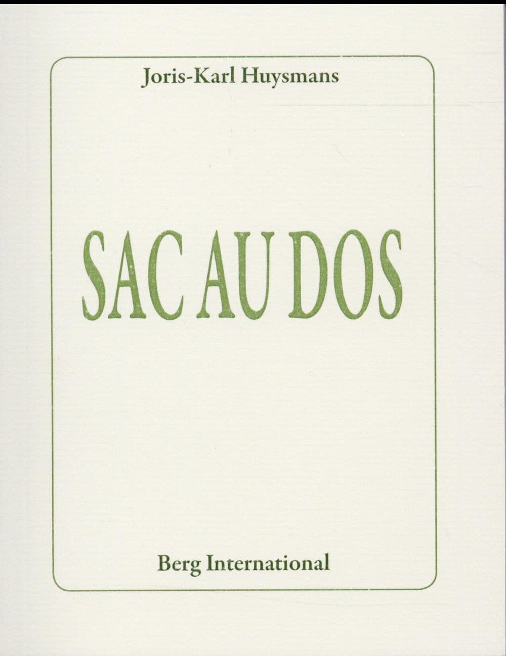 Sac au dos - Cover