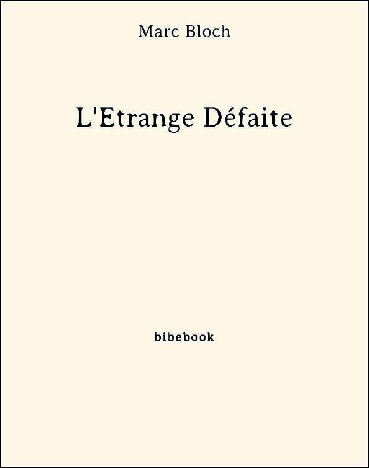 L'Étrange Défaite - Cover