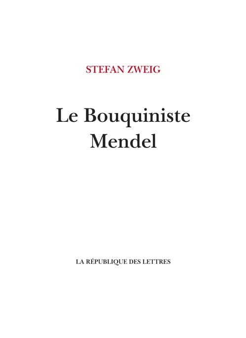 Le bouquiniste Mendel - Cover