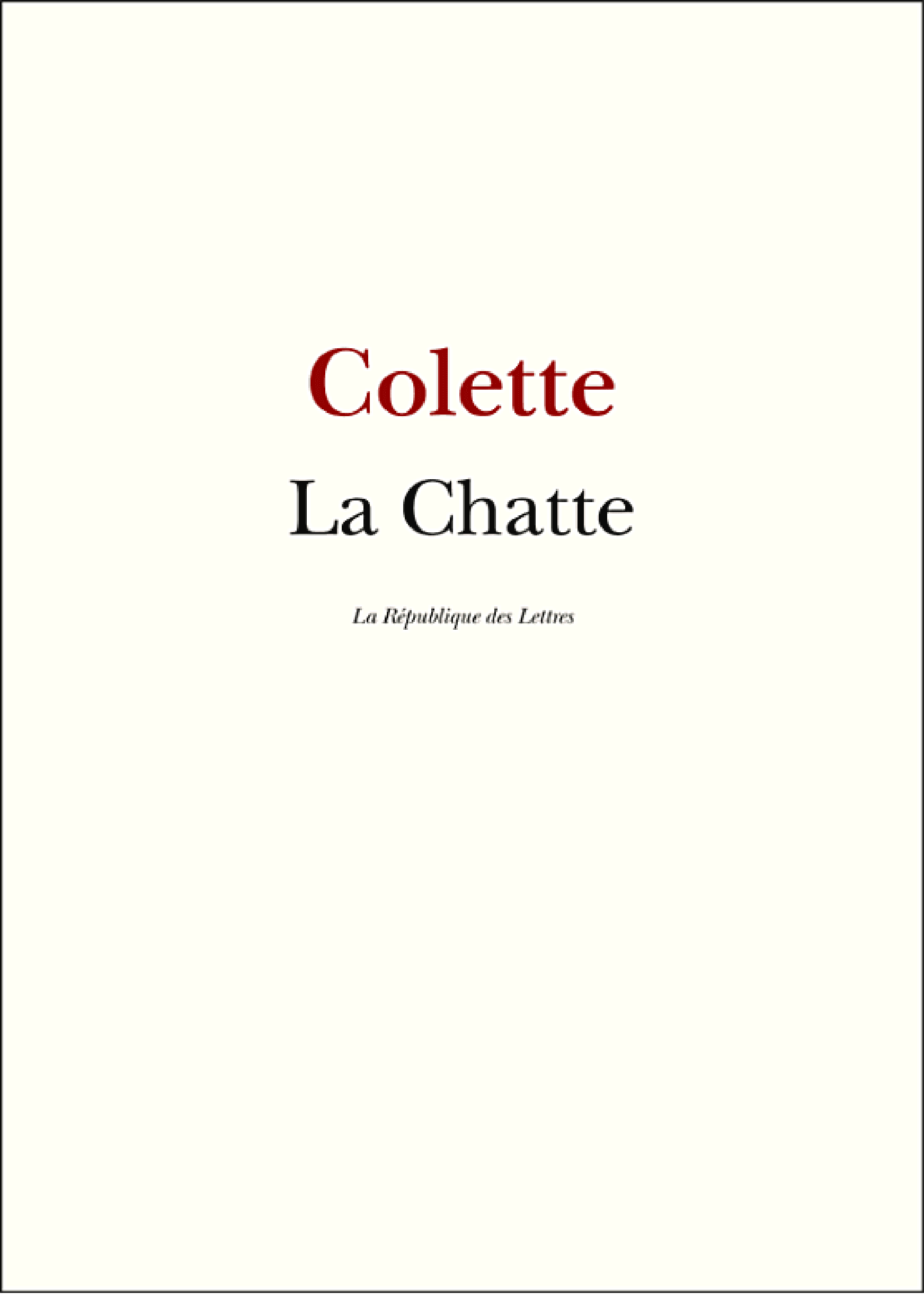 La Chatte - Cover