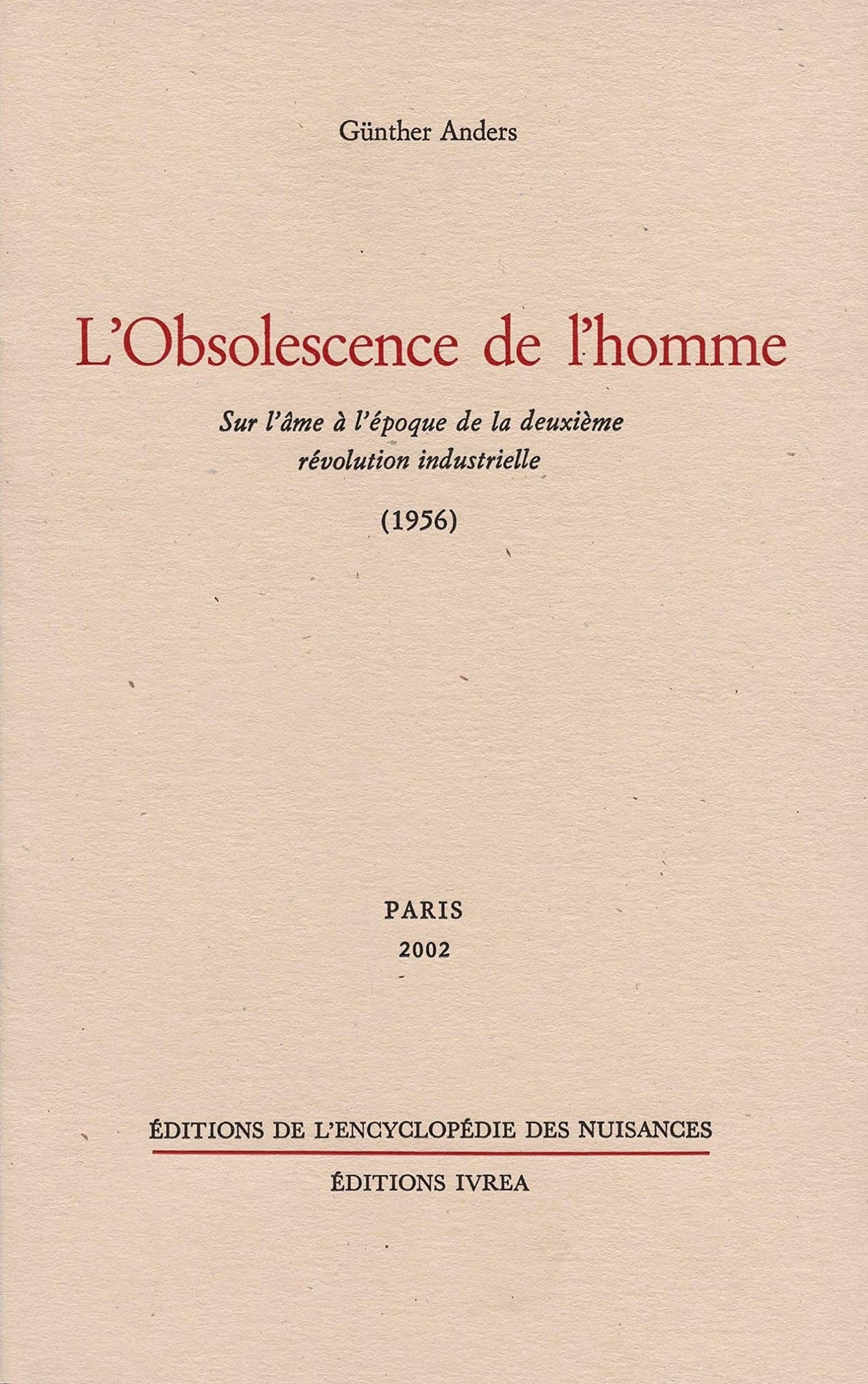 L'obsolescence de l'homme - Cover