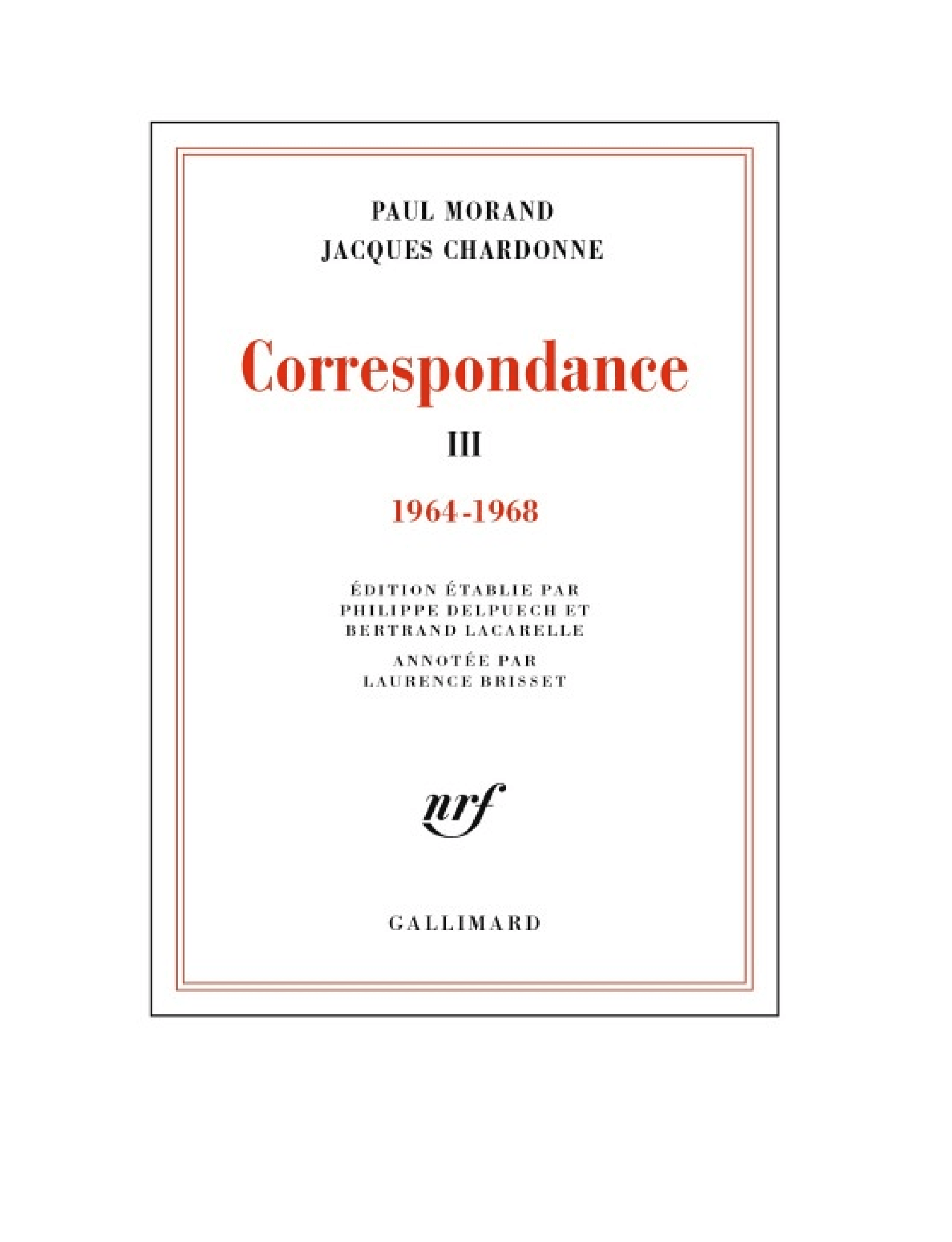 Correspondance (Tome 3) - 1964-1968 - Cover