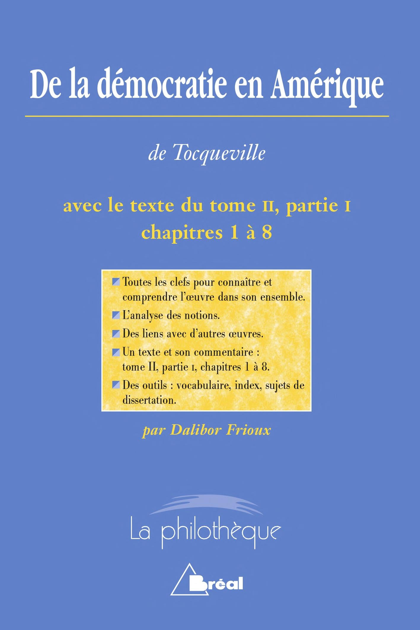 De la démocratie en Amérique - A. de Tocqueville - Cover