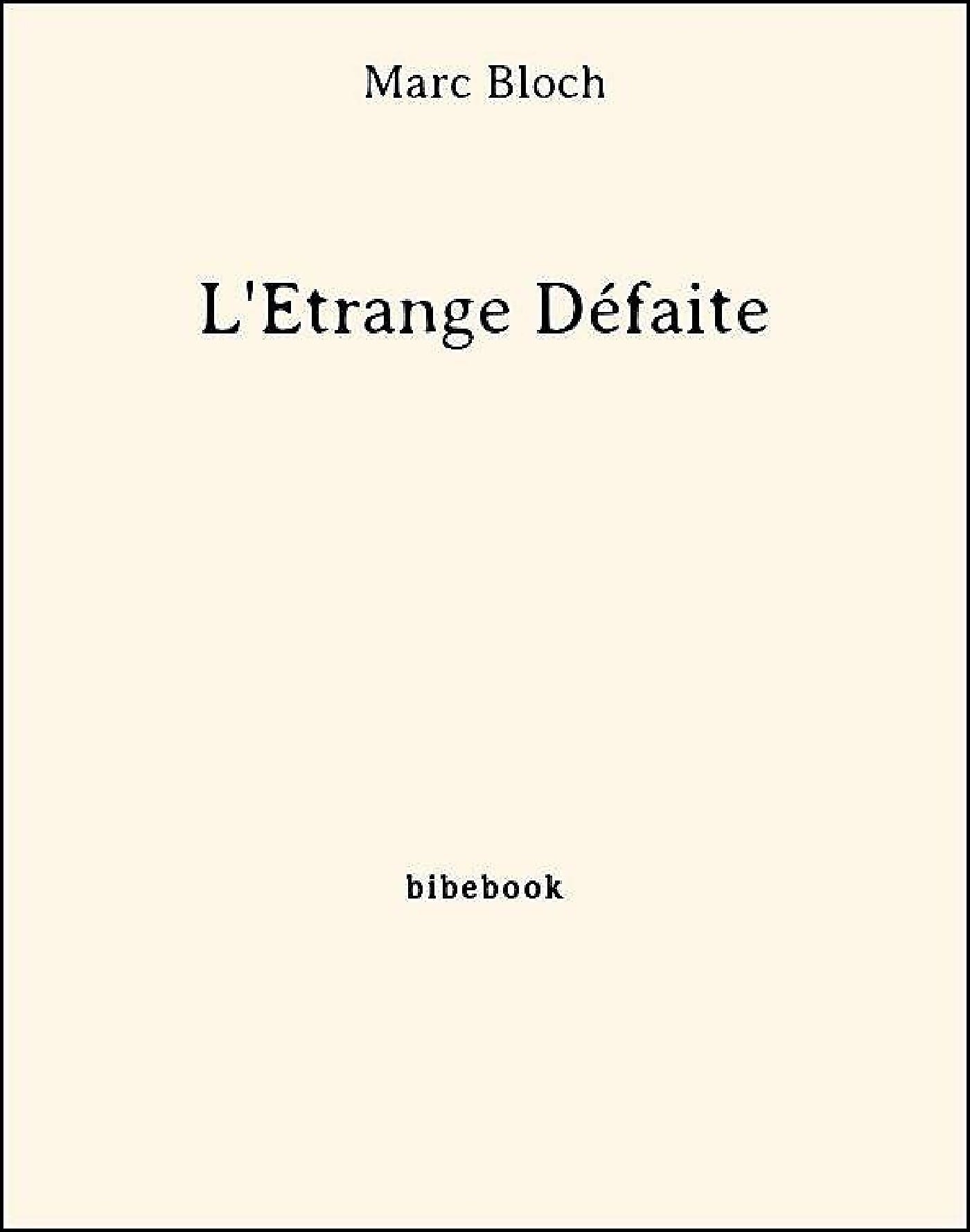 L'Étrange Défaite - Cover