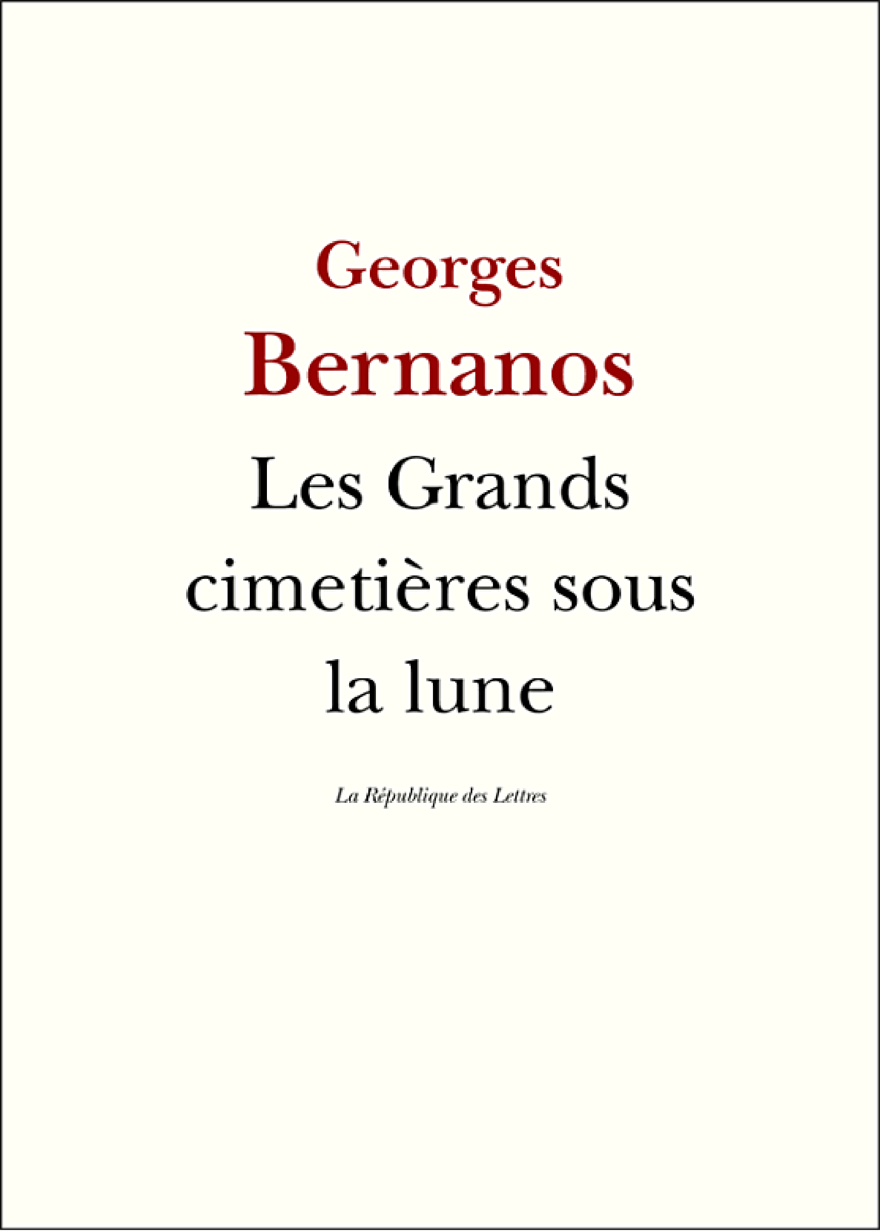 Les Grands cimetières sous la lune - Cover