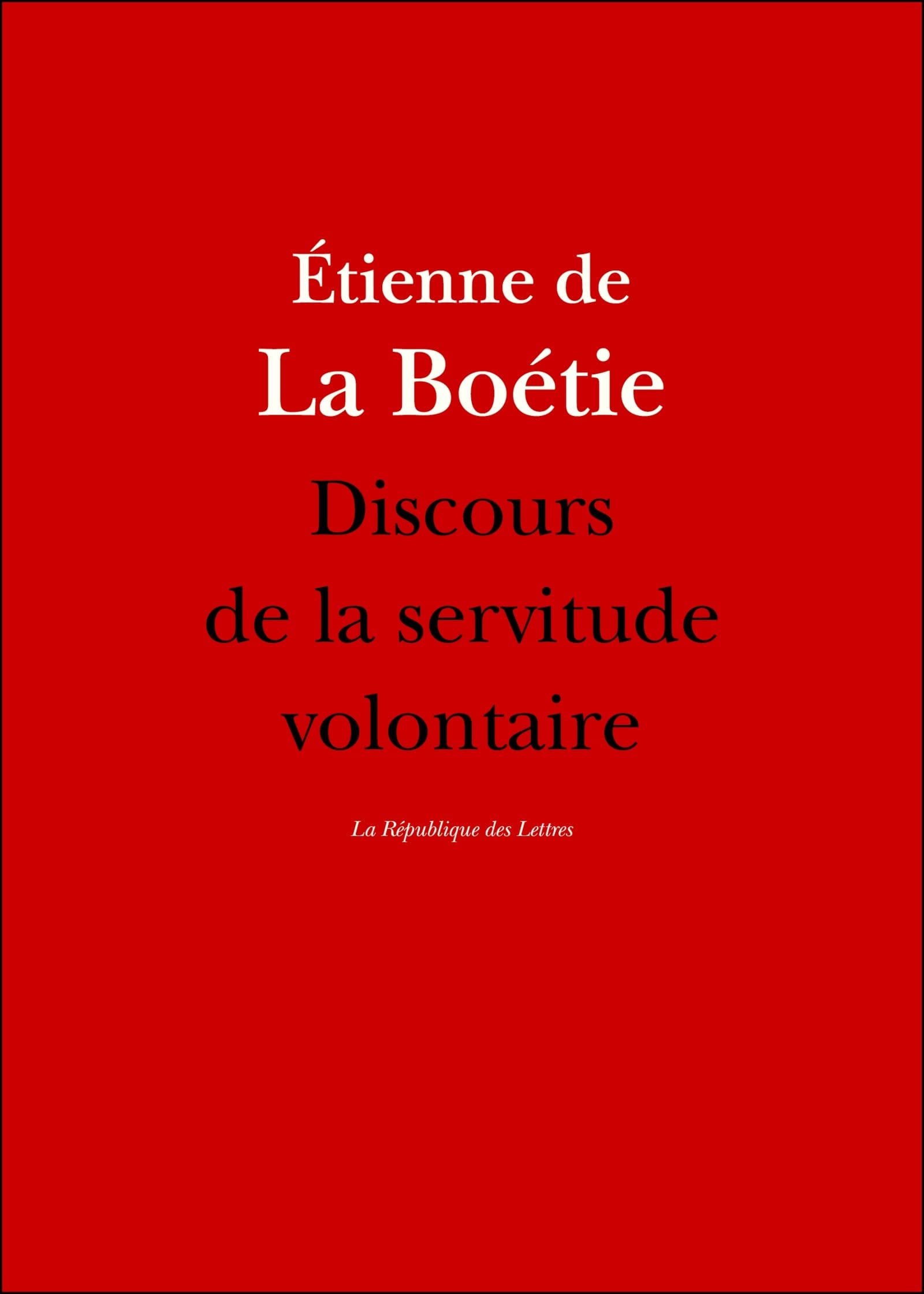 Discours de la servitude volontaire - Cover