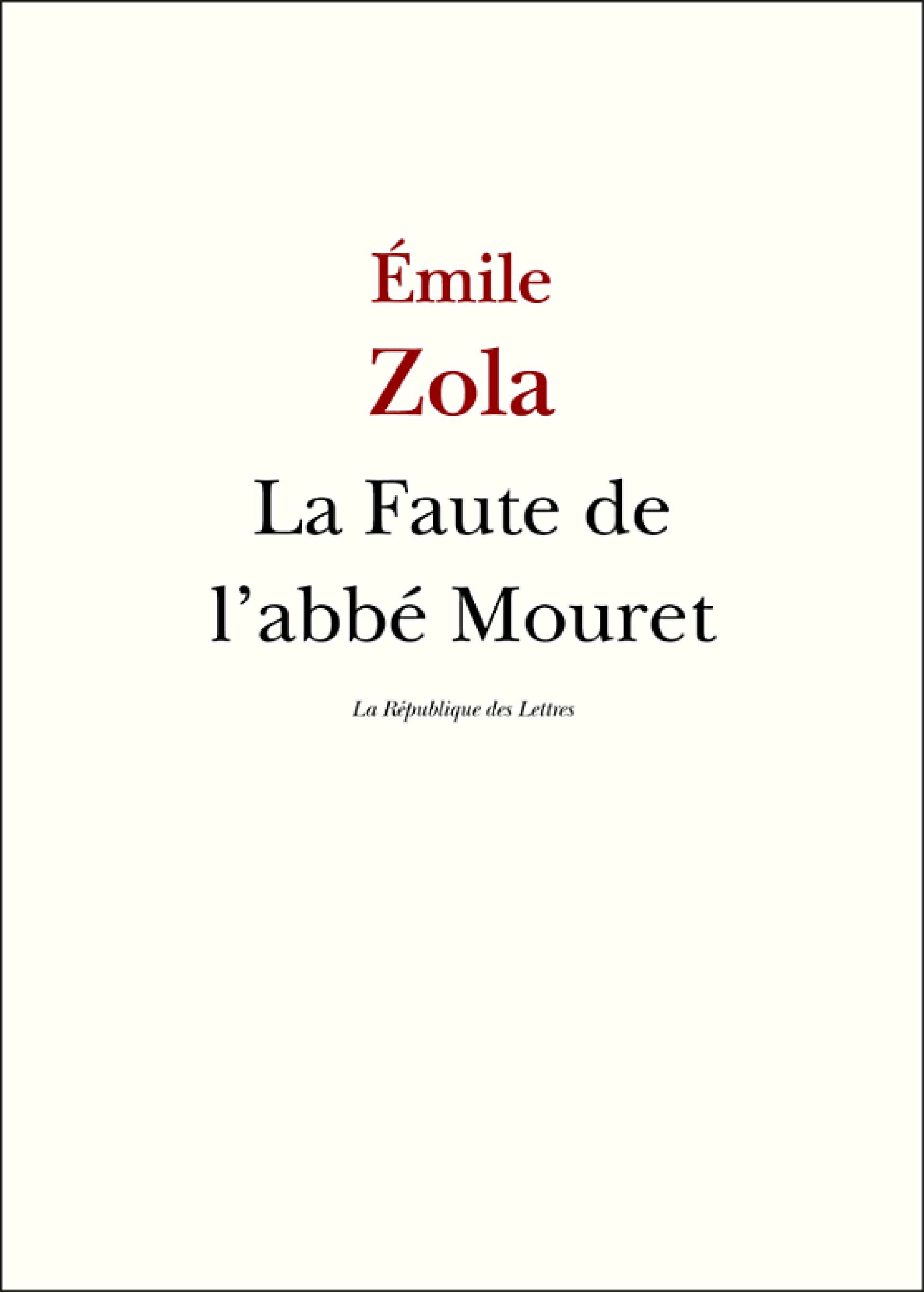 La Faute de l'abbé Mouret - Cover