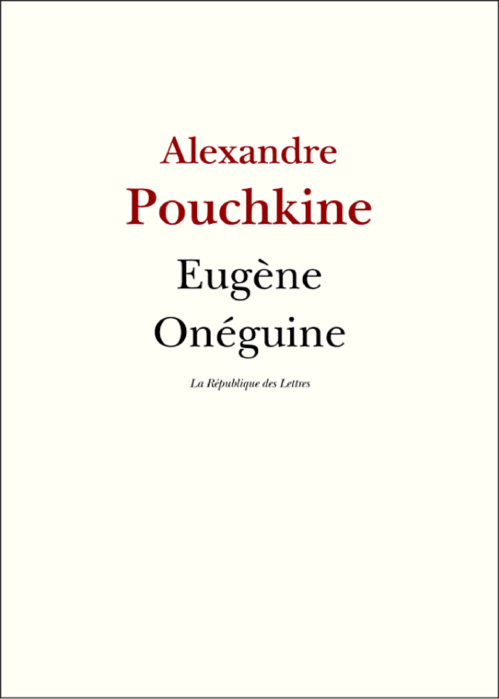 Eugène Onéguine - Cover